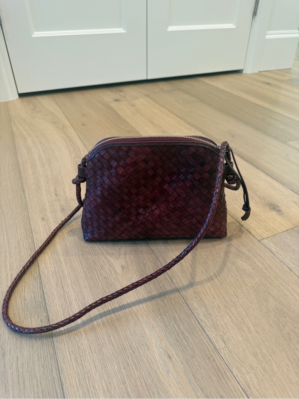 Loeffler Randall Woven Crossbody Bag in Deep Burgundy